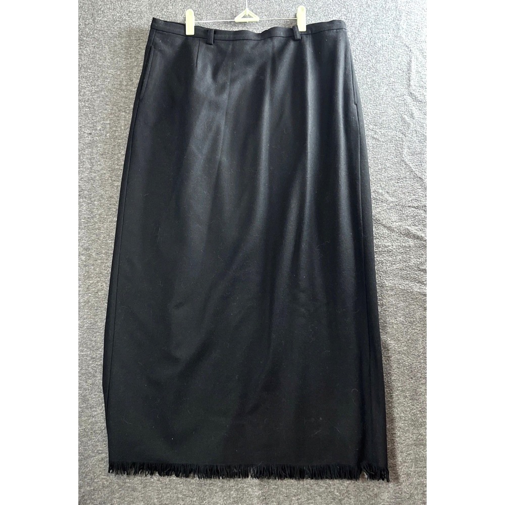 Vintage Eddie Bauer Wool Blend Skirt Women's 18 TALL Maxi Classic‎ Fringe Lined